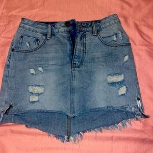 Fringed ripped Jean skirt size 28